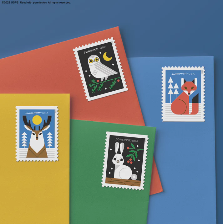WinterWoodlandAnimals2023 StampsToEnvelopes - Buy Postage Stamps Online
